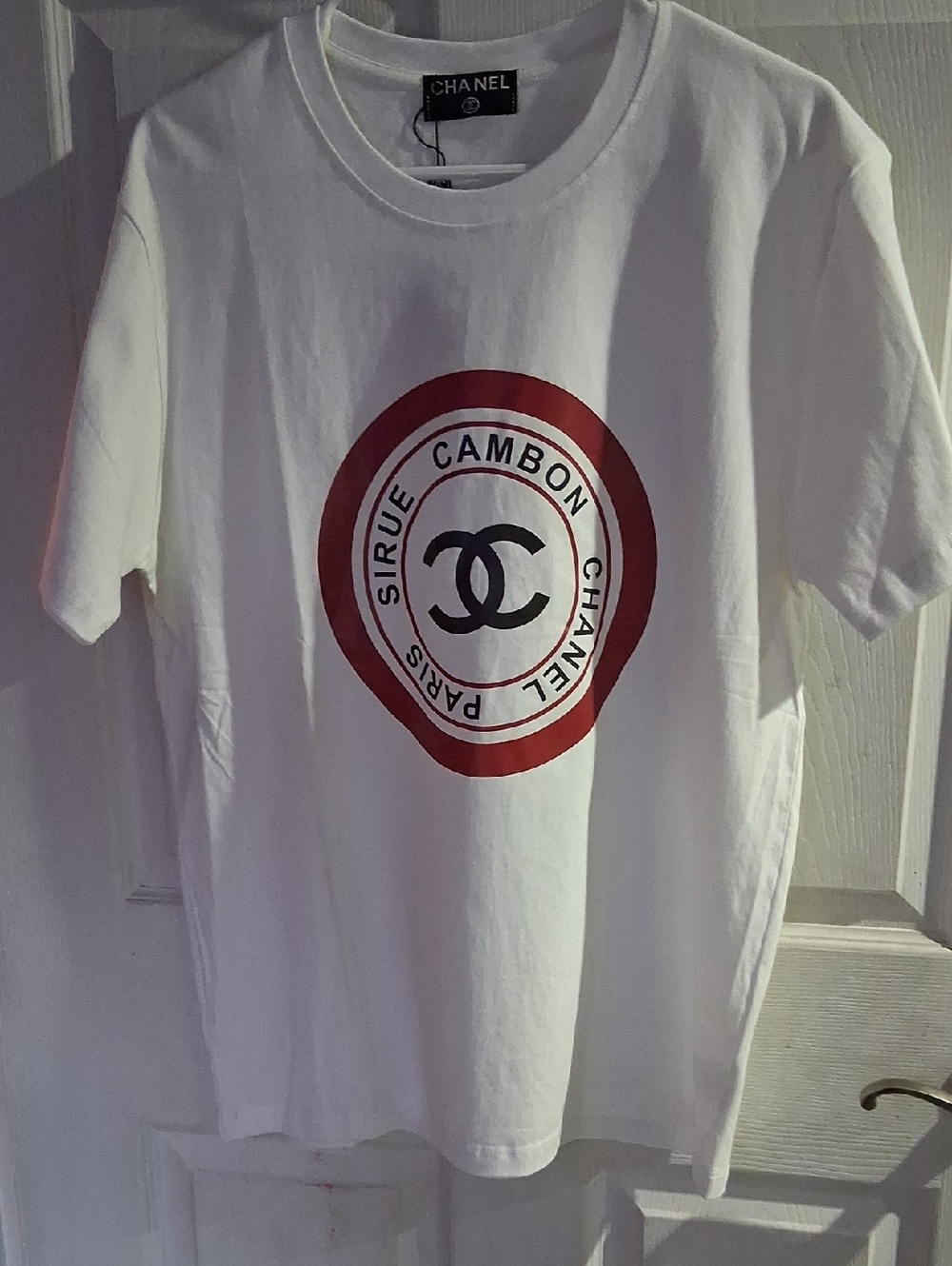 NWT Mens Chanel White Logo Tee Size 2XL